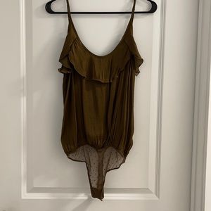 Free people bodysuit, size XS, dark olive green.